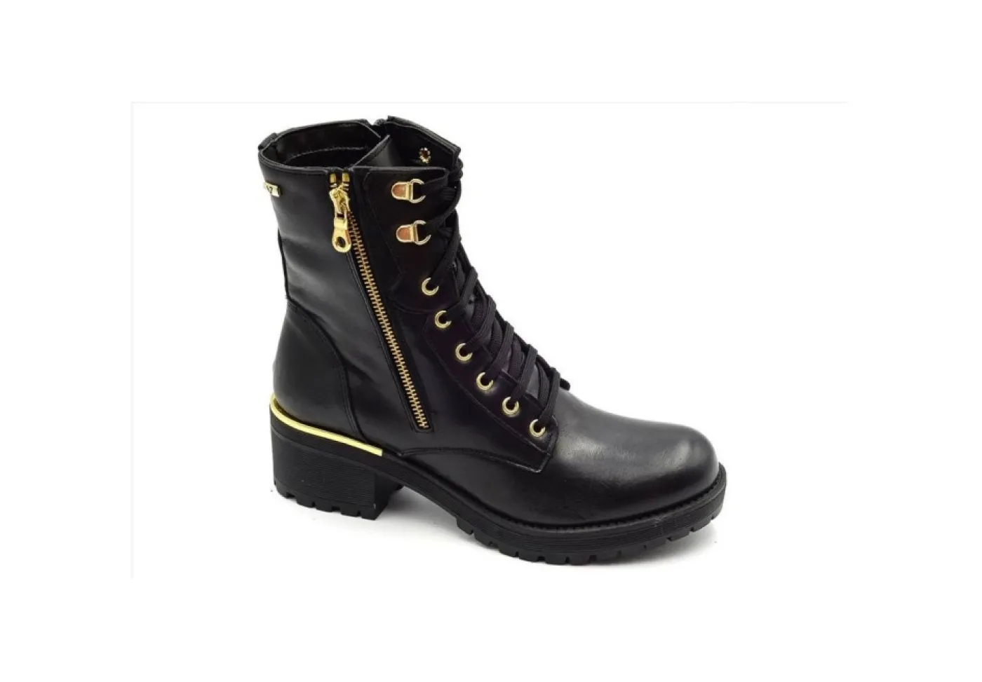 Valleverde Anfibi*Anfibi In Pelle Con Tacco E Zip Laterale 28621 Vitello Nero