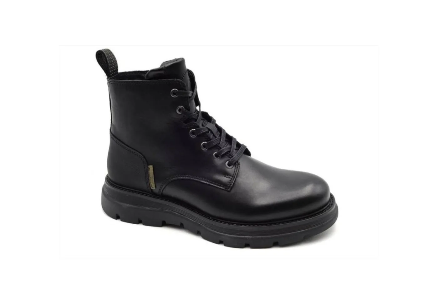 * Con Lacci*Anfibio Ambitious In Pelle Nero Casual Lacci Zip