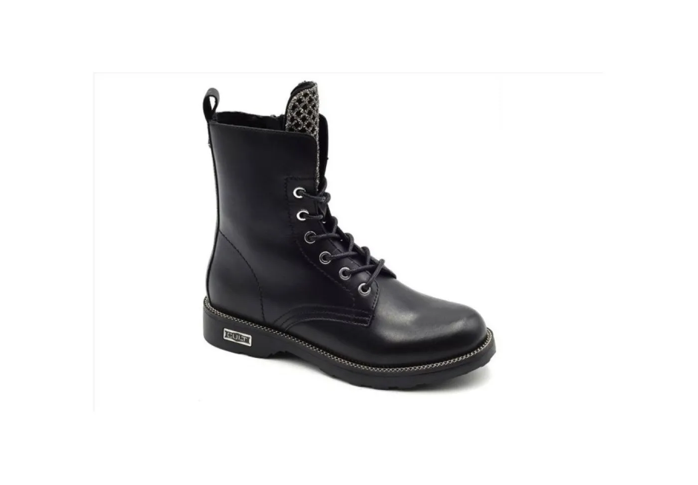 Cult Anfibi*Anfibio In Pelle Con Strass E Zip Clw268400 Black