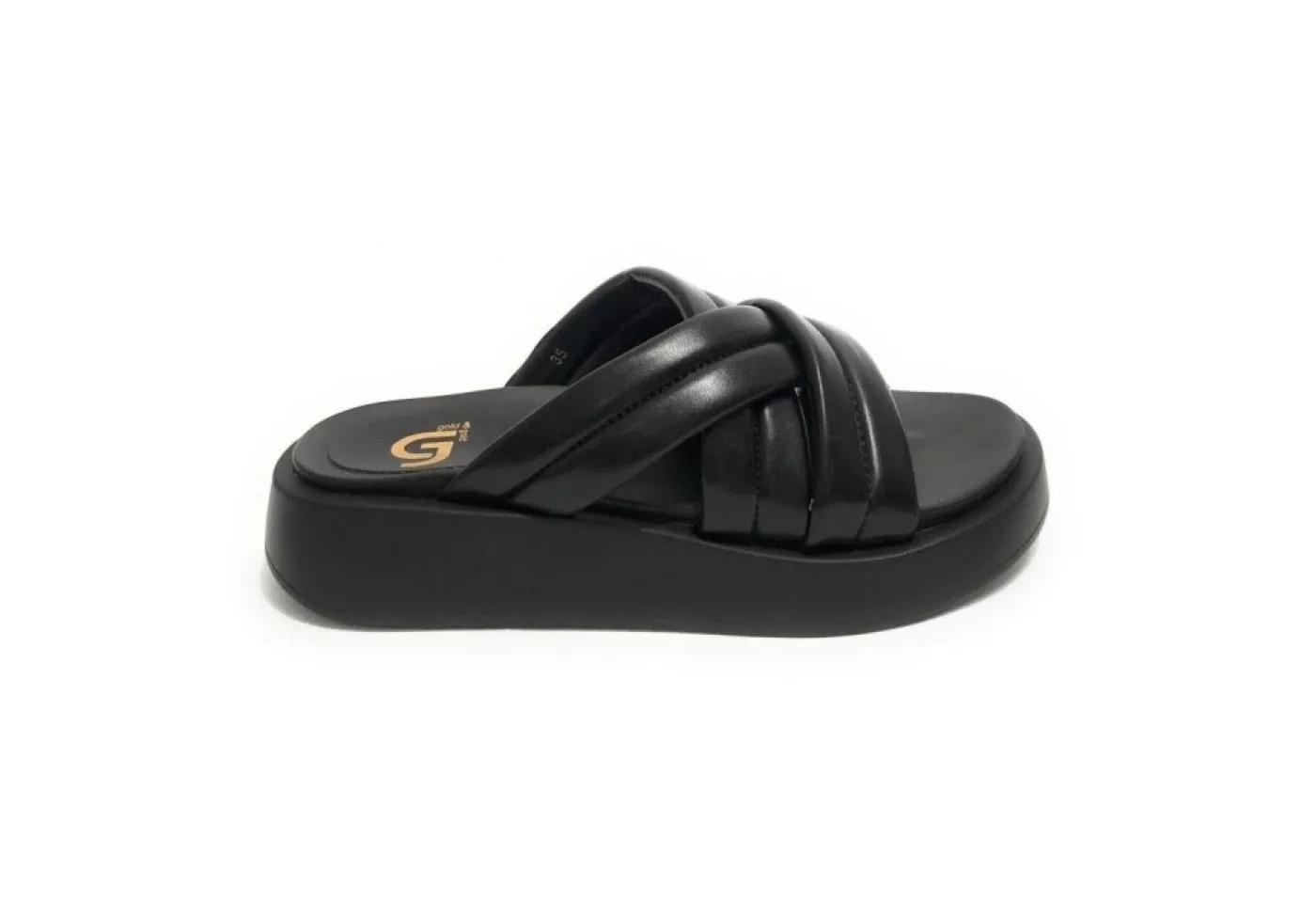 Gold&Gold Ciabatte A Fascia*Ciabatta Da Donna Platform Goldegold Gj633 Nero