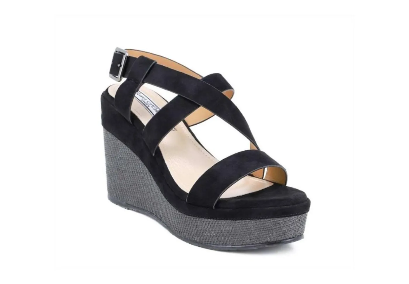 Queen Helena Zeppe*Sandalo Da Donna Con Zeppa Zm9037 Nero