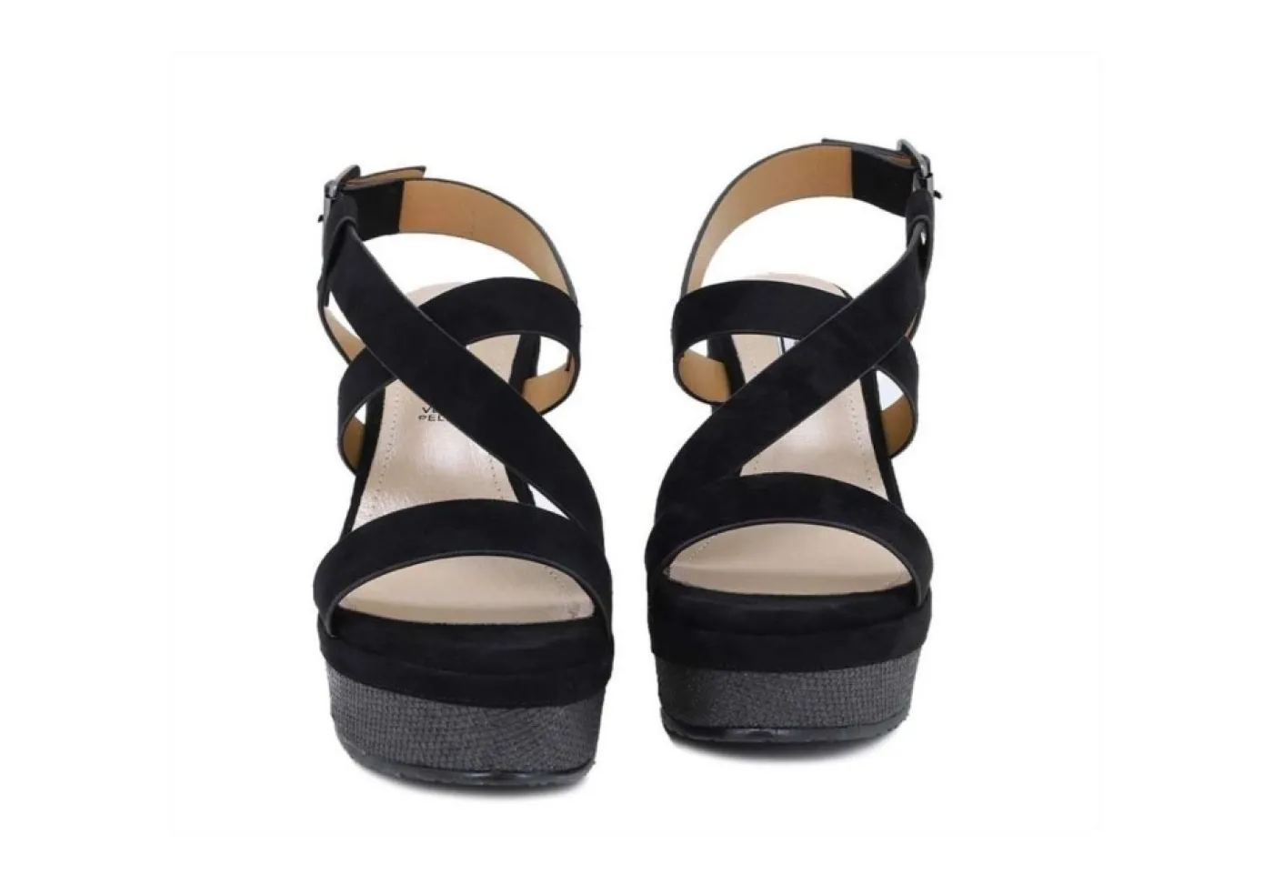Queen Helena Zeppe*Sandalo Da Donna Con Zeppa Zm9037 Nero