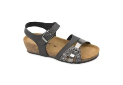 Valleverde Sandali Bassi*Sandalo Da Donna Fussbet G5388 Nero Laminato Con Glitter