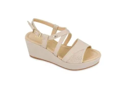 Valleverde Zeppe*Sandalo Da Donna In Pelle Con Incrocio 32216 Beige