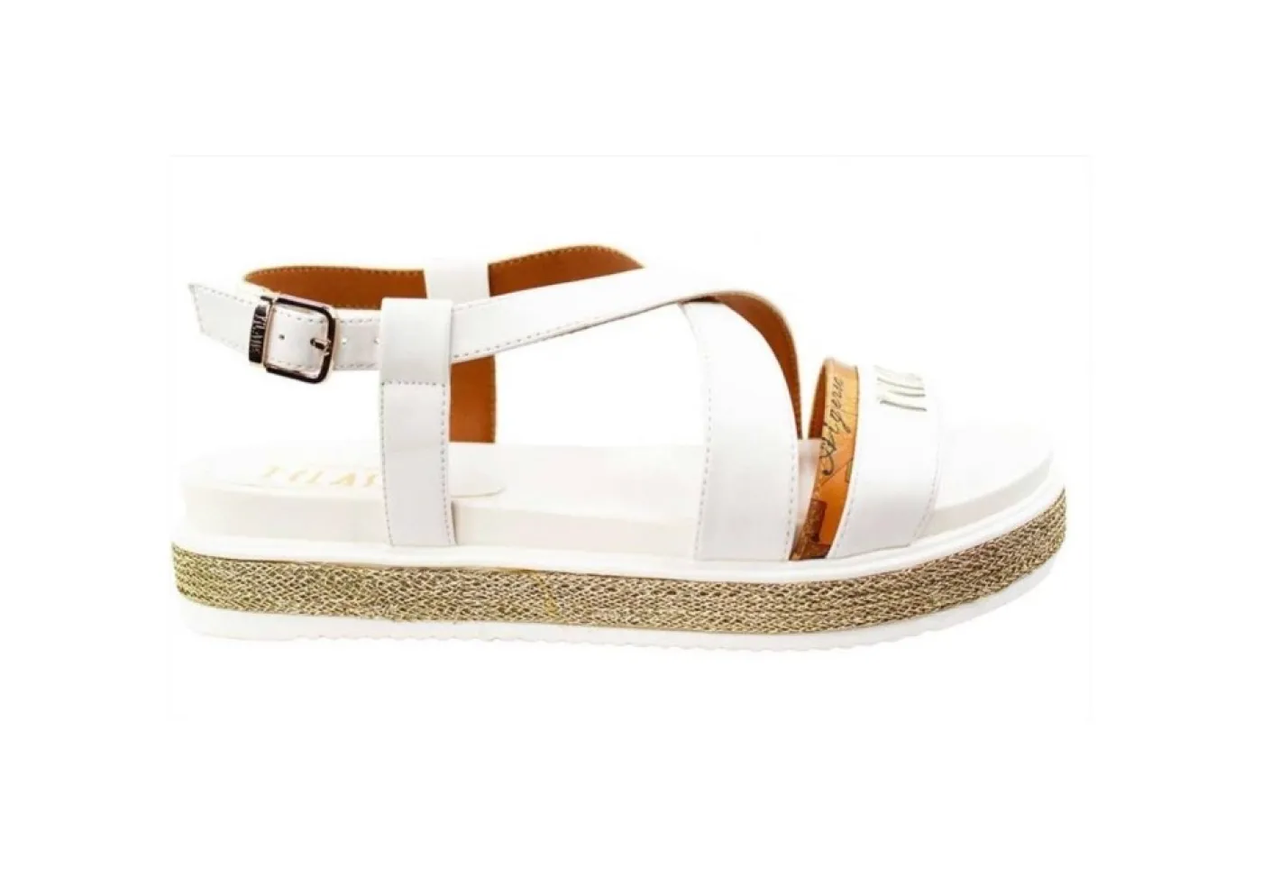Alviero Martini J Sandali Bassi*Sandalo Da Donna Ragazza Con Stampa 1187 Bianco Geo