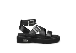 Cult Sandali Bassi*Sandalo Da Donna Regolabile In Pelle Clw344200 Nero