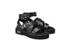 Cult Sandali Bassi*Sandalo Da Donna Regolabile In Pelle Clw344200 Nero