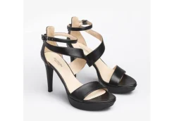 Nero Giardini Sandali Alti*Sandalo In Pelle Elegante Con Tacco E012820De Nero