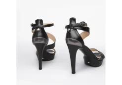 Nero Giardini Sandali Alti*Sandalo In Pelle Elegante Con Tacco E012820De Nero