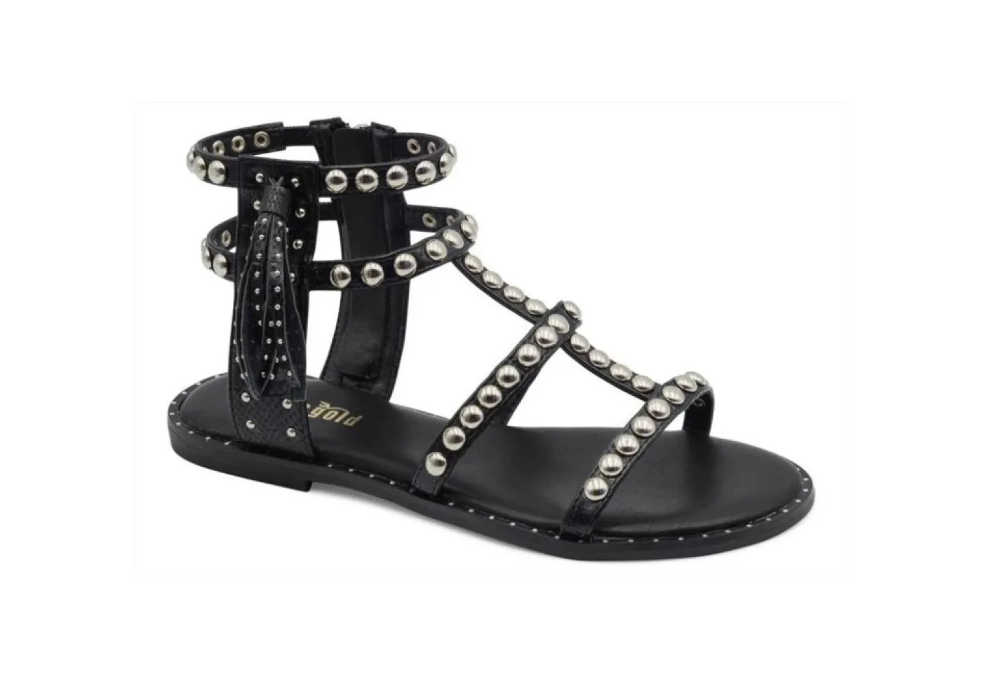 Gold&Gold Sandali Bassi*Sandalo Modello Schiava Con Borchie E Zip Goldegold Gj561