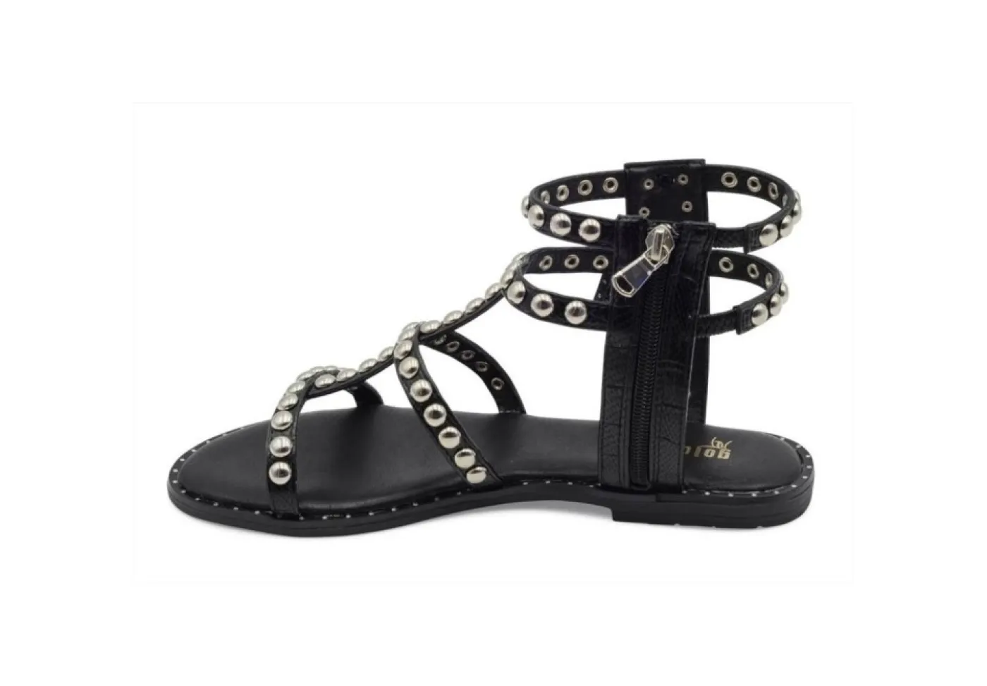 Gold&Gold Sandali Bassi*Sandalo Modello Schiava Con Borchie E Zip Goldegold Gj561