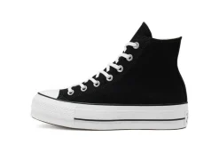 Converse Sportive*Scarpa Sneaker Alta In Tela Nera Da Donna Platform Chuck Tayl