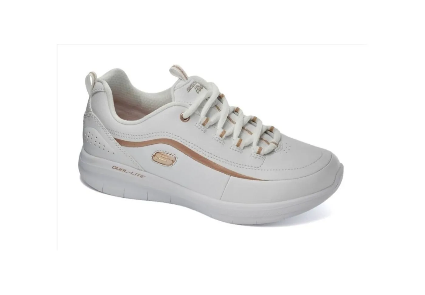 Skechers Sportive*Scarpa Sportiva Da Donna In Pelle Con Memory Foam Synergy 2.0- Heavy Metal White