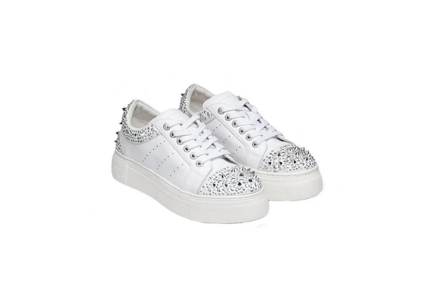 Cult Platform*Sneaker Da Donna In Pelle Platfrom Cle104366 White Silver