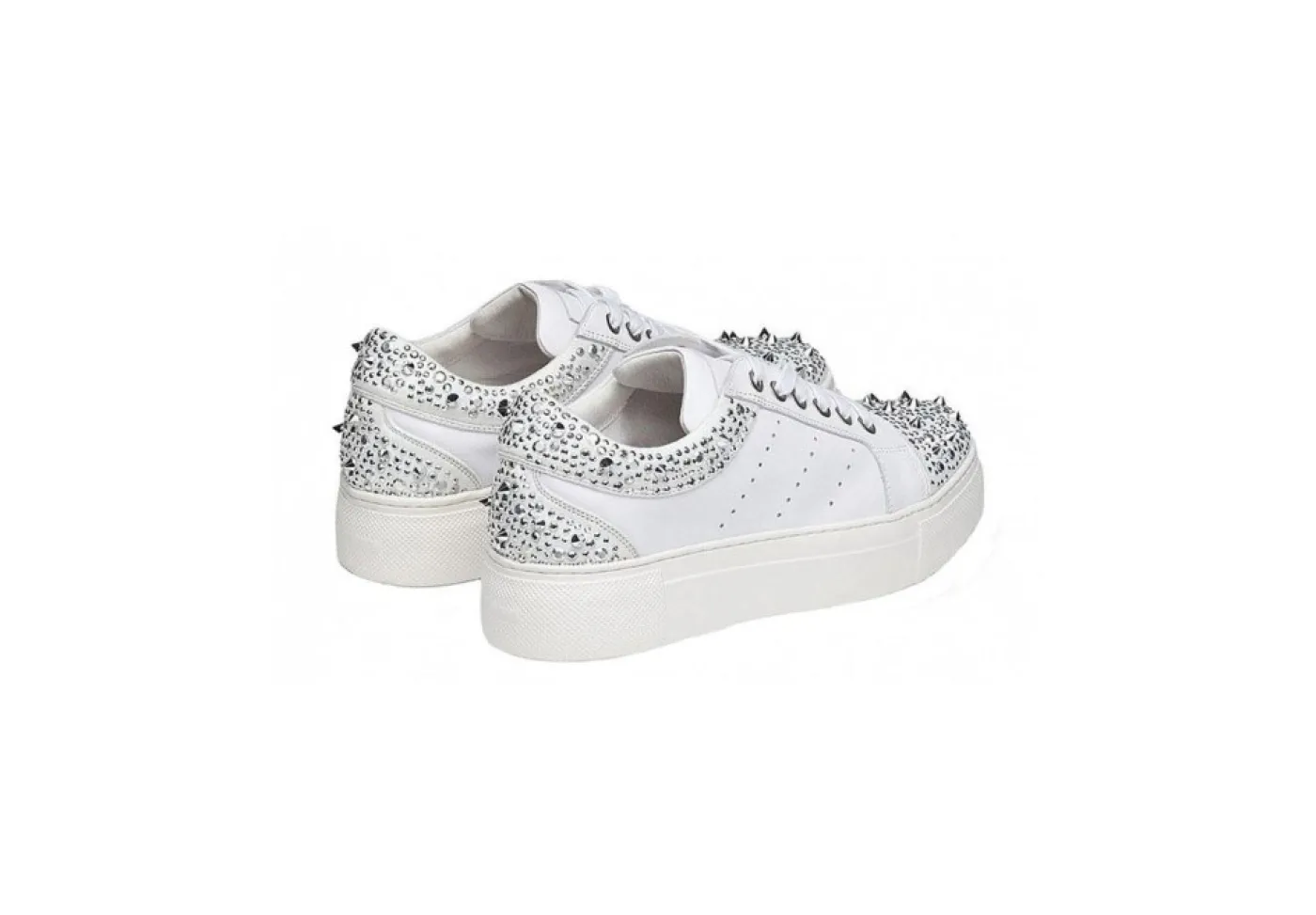 Cult Platform*Sneaker Da Donna In Pelle Platfrom Cle104366 White Silver
