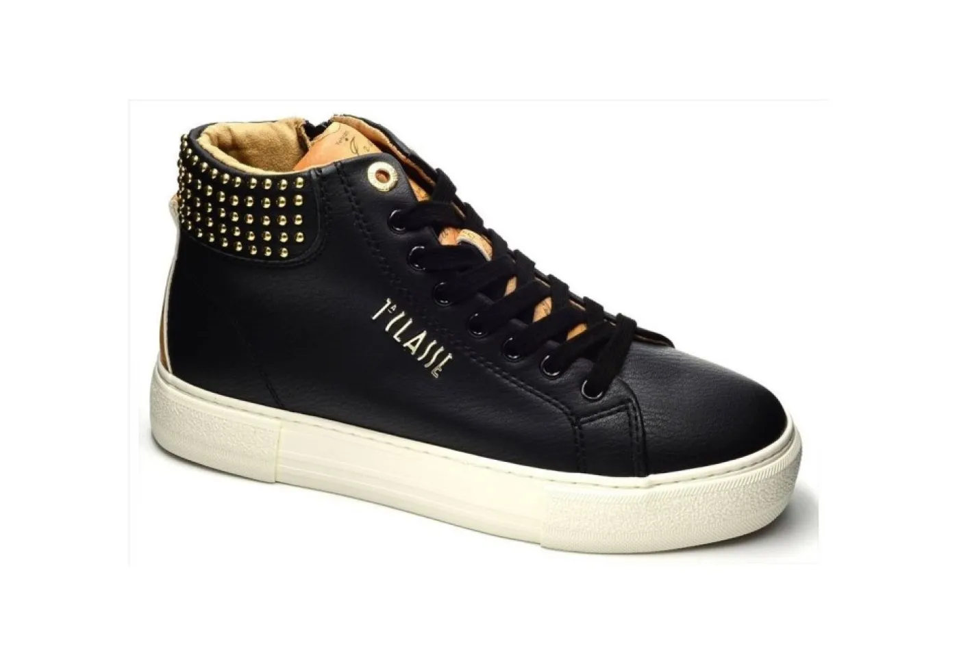 Alviero Martini J Sneakers Alte*Sneakers Alta In Similpelle Con Borchiette 0991 Black Geo Beige