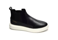 Ambitious Stivaletti*Sneakers Alta Modello Beatles In Pelle Nera Con Elastici