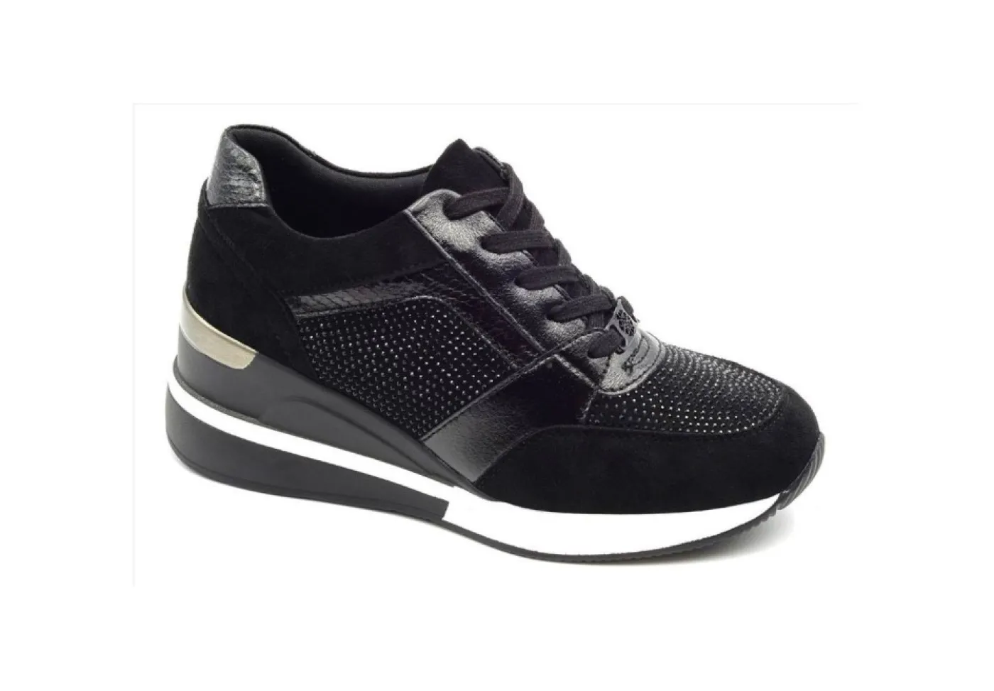 Gold&Gold Sneakers Basse*Sneakers Con Zeppa E Strass Gold&Gold Gb166 Nero