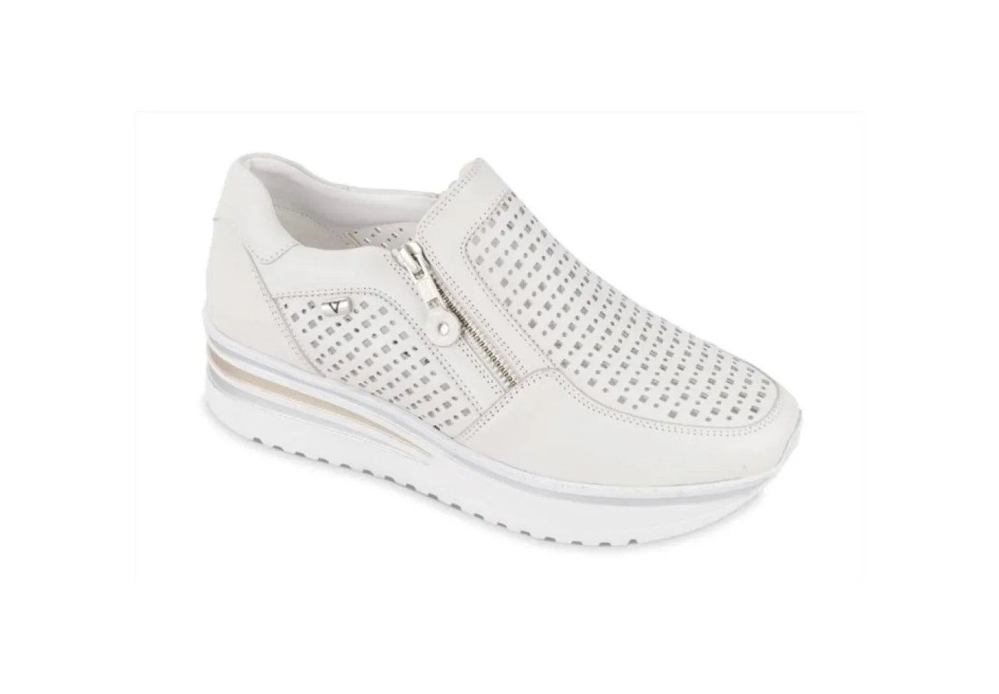 Valleverde Slip-On*Sneakers Da Donna Con Zip 36265 Vitello Perla