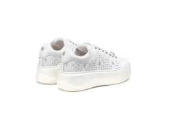 Cult Platform*Sneakers Da Donna In Pelle Traforata Clw337102 Bianche