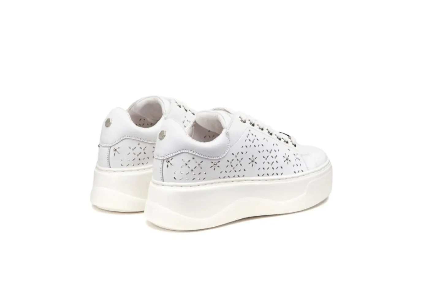 Cult Platform*Sneakers Da Donna In Pelle Traforata Clw337102 Bianche