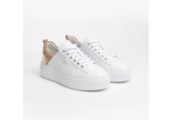 Nero Giardini Platform*Sneakers Da Donna In Pelle Con Borchiette Bianche
