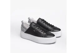 Nero Giardini Platform*Sneakers Da Donna In Pelle Platform Nero Argento
