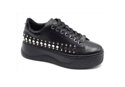 Cult Platform*Sneakers Da Donna In Pelle Platform Con Borchie Clw316212 Black