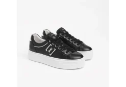 Nero Giardini Platform*Sneakers Da Donna In Pelle Nera Con Logo Platform