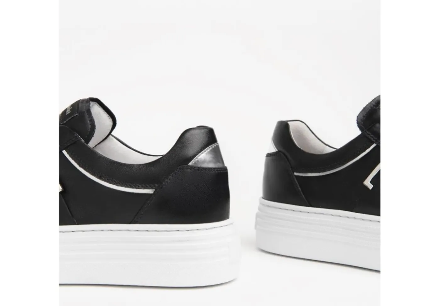 Nero Giardini Platform*Sneakers Da Donna In Pelle Nera Con Logo Platform