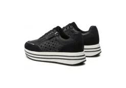 Geox Platform*Sneakers Da Donna In Pelle Con Zip D25Qhb Nero