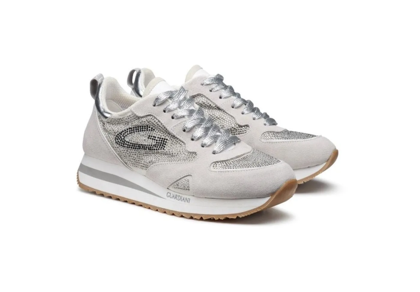Guardiani Sneakers Basse*Sneakers Da Donna In Pelle E Tessuto Con Strass Agw006221