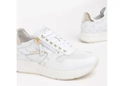 Nero Giardini Sneakers Basse*Sneakers Da Donna In Pelle Bianca Con Inserti Laminati E Zip Nero Giar