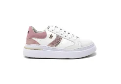 Keys Platform*Sneakers Da Donna In Pelle K-6062 White Pink Gold