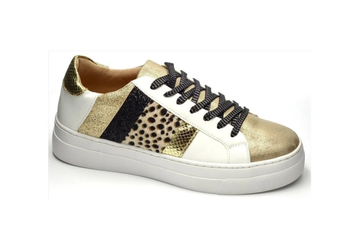 Gold&Gold Sneakers Basse*Sneakers In Similpelle Animalier Con Glitter Gold&Gold Gb136 Oro