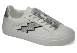 Gold&Gold Sneakers Basse*Sneakers In Similpelle Con Dettagli Glitterati Gold&Gold Gb105 Bianca