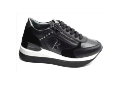 Keys Platform*Sneakers Platform Casual Con Zip K-5533 Black Canna Di Fucile