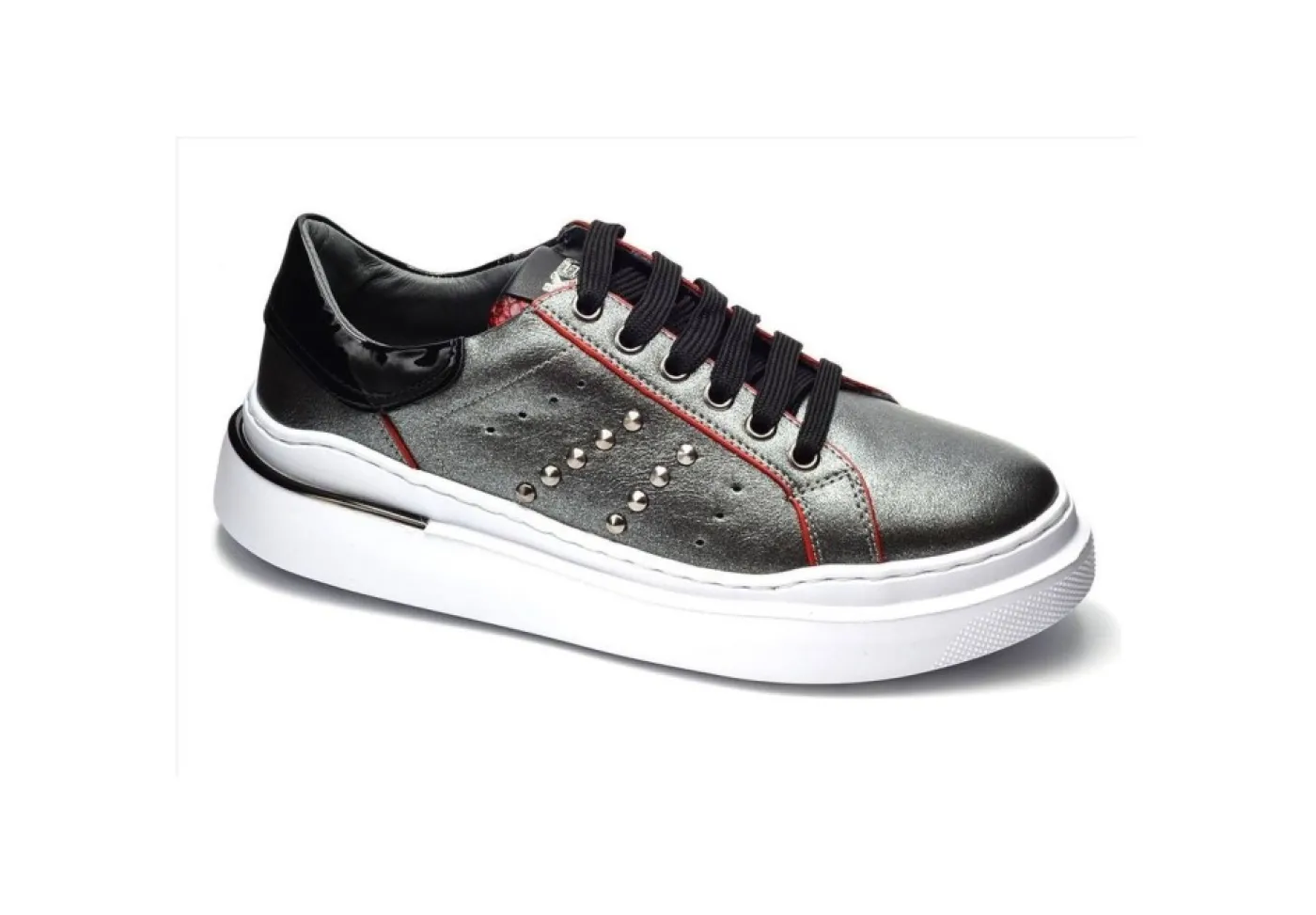 Keys Platform*Sneakers Platform Con Borchiette K-5580 Canna Di Fucile Black