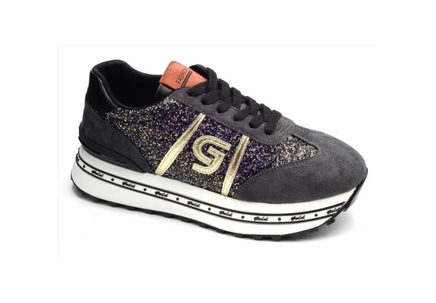 Gold&Gold Platform*Sneakers Platform Con Lacci Gold&Gold Gb151 Pewter