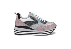 Queen Helena Platform*Sneakers Platform Da Donna Glitterate Purple Silver