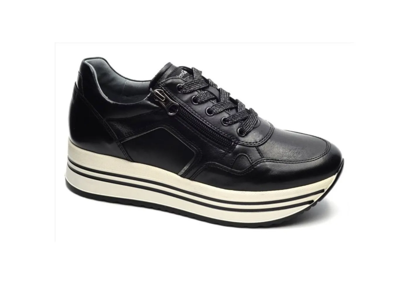 Nero Giardini Platform*Sneakers Platform In Pelle I116930D 100 Nero