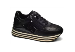 Queen Helena Platform*Sneakers Platform In Similpelle Con Strass X25-42 Black