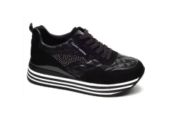 Queen Helena Platform*Sneakers Platform In Similpelle Con Strass X25-39 Black