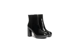 Gold&Gold Con Tacco*Tronchetto Alto In Vernice Con Tacco A Blocco Goldegold Gy301 Nero