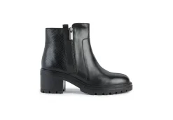 Geox Tronchetti*Tronchetto Da Donna Con Tacco In Pelle D26Qcb Black