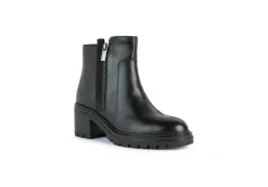 Geox Tronchetti*Tronchetto Da Donna Con Tacco In Pelle D26Qcb Black