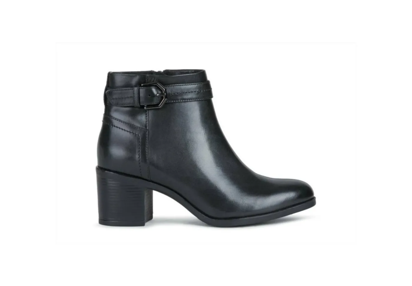 Geox Con Tacco*Tronchetto Da Donna In Pelle Con Tacco New Asheel D16Fsa Nero