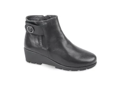 Valleverde Tronchetti*Tronchetto Da Donna In Pelle Con Zeppa E Zip Vs10413 Nero